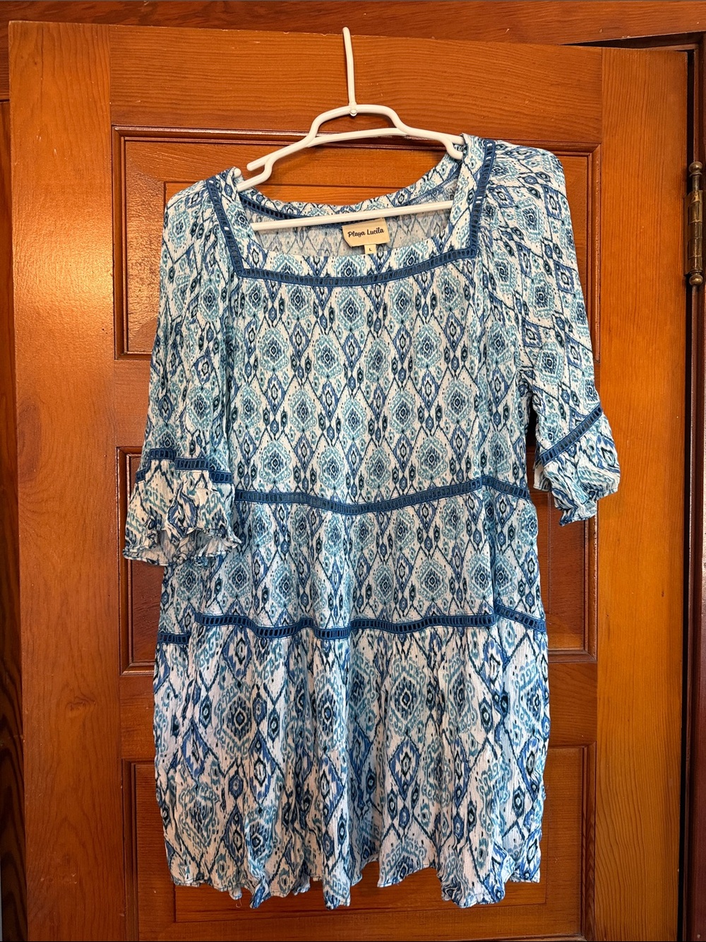 Playa Lucila Blue Patterned Mini Dress (beach cover up)